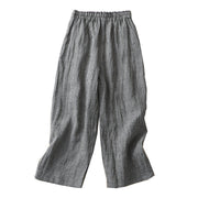 Buddha Stones Commute Casual Checkered Pattern 7-8 Length Women's Wide Leg Cotton Linen Pants With Pockets - image 15