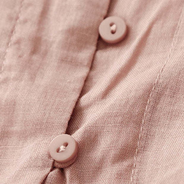 Buddha Stones Embroiderd Front Button Design Women's Cotton Three Quarter Sleeve Shirt