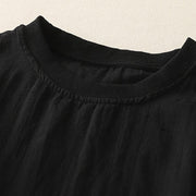 Buddha Stones Plain Threaded Crew Neck Design Women's Polyester Short Sleeves Shirt