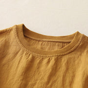 Buddha Stones Plain Threaded Crew Neck Design Women's Polyester Short Sleeves Shirt