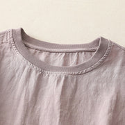Buddha Stones Plain Threaded Crew Neck Design Women's Polyester Short Sleeves Shirt