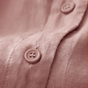 Buddha Stones Plain Button Crew Neck Design Women's Cotton blend Three Quarter Sleeve Shirt