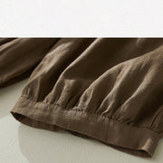 Buddha Stones Commute Pure Color High Waist Women's Cotton Linen Harem Cropped Pants With Pockets