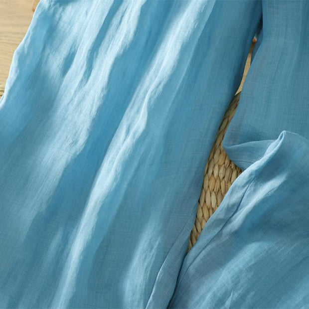 Buddha Stones Commute Pure Color Simple Design Women's Cotton Linen Ankle-Length Harem Pants With Pockets