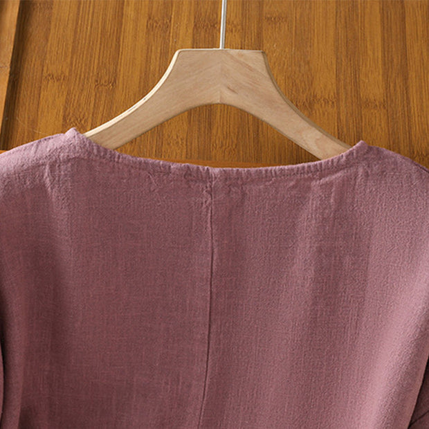 Buddha Stones Casual Summer Plain Crew Neck Women's  Cotton Short Sleeve T-Shirt