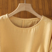Buddha Stones Casual Summer Plain Crew Neck Women's  Cotton Short Sleeve T-Shirt