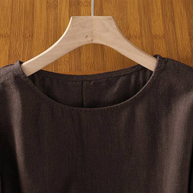 Buddha Stones Casual Summer Plain Crew Neck Women's  Cotton Short Sleeve T-Shirt