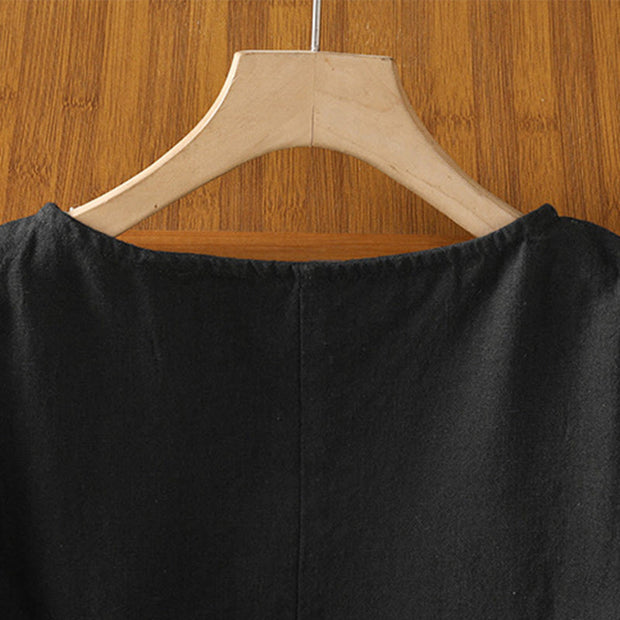 Buddha Stones Casual Summer Plain Crew Neck Women's  Cotton Short Sleeve T-Shirt