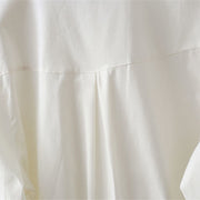 Buddha Stones Half Front Buttons Design Women's Cotton Linen Long Sleeve Shirt