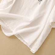 Buddha Stones Casual Summer Embroidered Crew Neck Women's  Cotton Short Sleeve T-shirt