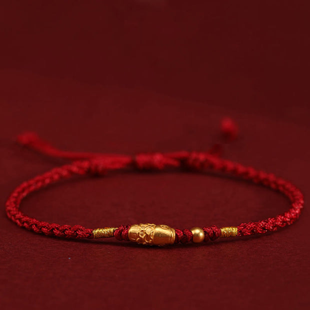 Buddha Stones 999 Gold Luck Protection Koi Fish Handmade Braided String Bracelet