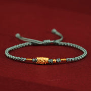 Buddha Stones 999 Gold Luck Protection Koi Fish Handmade Braided String Bracelet