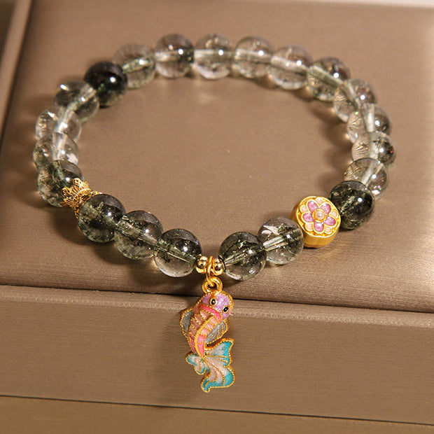 Buddha Stones Green Phantom Koi Fish Lucky Bracelet