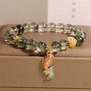 Buddha Stones Green Phantom Koi Fish Lucky Bracelet