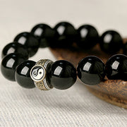 FREE Today: Fulfilment Strength Black Obsidian Yin Yang Nine-Character Mantra Bracelet
