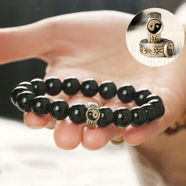 FREE Today: Fulfilment Strength Black Obsidian Yin Yang Nine-Character Mantra Bracelet