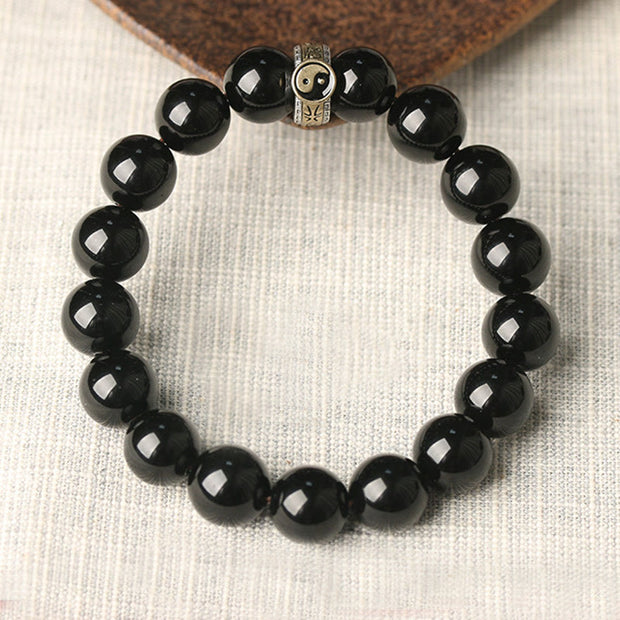 FREE Today: Fulfilment Strength Black Obsidian Yin Yang Nine-Character Mantra Bracelet