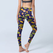 Buddha Stones Blooming Pink White Lotus Flower Lotus Leaves Pattern Print Gym Leggings Women's Yoga Pants
