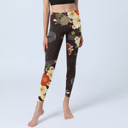Buddha Stones Floral Butterfly Pattern Print Gym Leggings Women's Yoga Pants