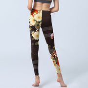 Buddha Stones Floral Butterfly Pattern Print Gym Leggings Women's Yoga Pants