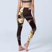 Buddha Stones Floral Butterfly Pattern Print Gym Leggings Women's Yoga Pants