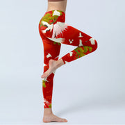 Buddha Stones Crane Mount Fuji Pine Tree Pattern Print Gym Leggings Women's Yoga Pants - image 5