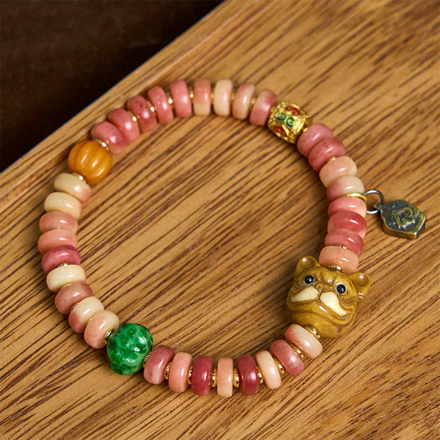 Buddha Stones Natural Tibetan Camel Bone Purple Blood Beads Pug Luck Bracelet