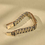 Buddha Stones Tibetan Copper Buckle Prayer Wheel Heart Sutra Pi Xiu Metal Bracelet