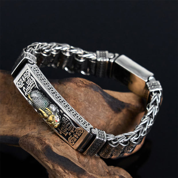 Buddha Stones Tibetan Copper Buckle Prayer Wheel Heart Sutra Pi Xiu Metal Bracelet