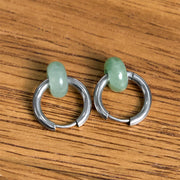 Buddha Stones "Sending Calm and Elegance"Titanium Steel Jade Earrings Includes Gift Message Card - image 1