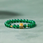 Buddha Stones 999 Sterling Silver Lucky Bag Green Chalcedony Calm Bracelet