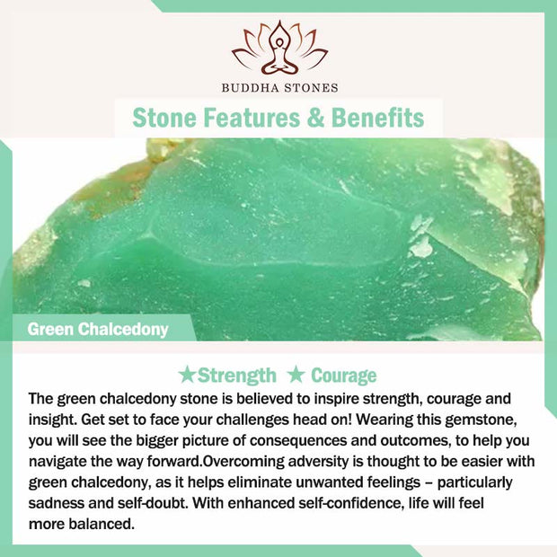 Buddha Stones 999 Sterling Silver Lucky Bag Green Chalcedony Calm Bracelet
