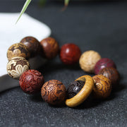 Gratuit aujourd'hui: protection de guérison Sandalwood Chinois Zodiac Dragon Phoenix FU Bracelet de caractère