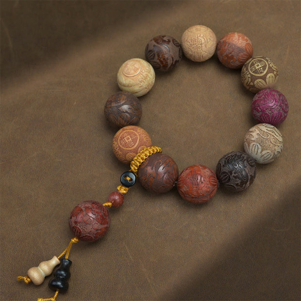 Gratuit aujourd'hui: protection de guérison Sandalwood Chinois Zodiac Dragon Phoenix FU Bracelet de caractère