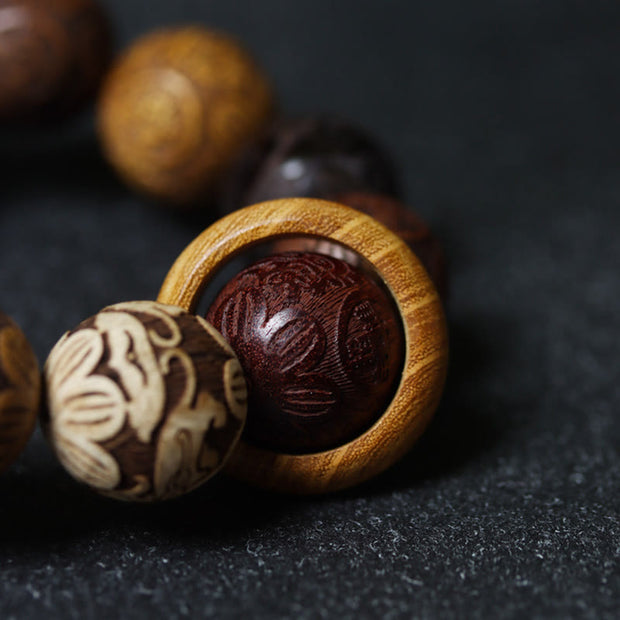 Gratuit aujourd'hui: protection de guérison Sandalwood Chinois Zodiac Dragon Phoenix FU Bracelet de caractère