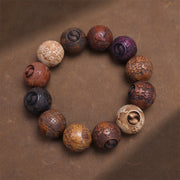 Gratuit aujourd'hui: protection de guérison Sandalwood Chinois Zodiac Dragon Phoenix FU Bracelet de caractère