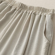 Buddha Stones Commute Casual Plain Frog-Button Design Women's Harem Cotton Linen 7-8 Length Pants With Pockets
