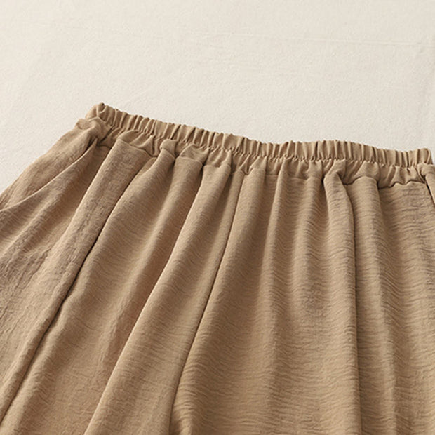 Buddha Stones Commute Casual Plain Frog-Button Design Women's Harem Cotton Linen 7-8 Length Pants With Pockets