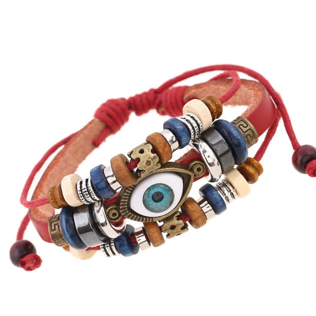 Buddha Stones Tibetan Evil Eye Leather Adjustable Protection Bracelet - image 12