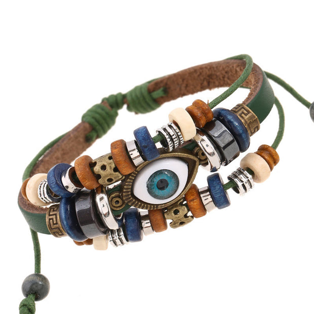Buddha Stones Tibetan Evil Eye Leather Adjustable Protection Bracelet - image 20