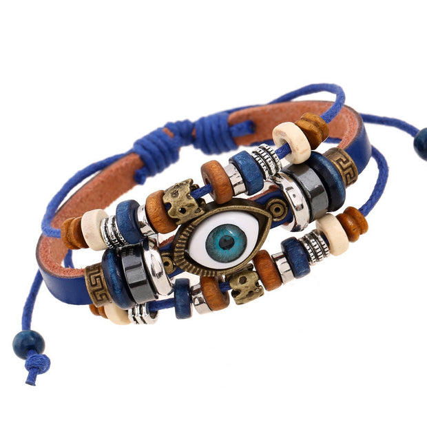 Buddha Stones Tibetan Evil Eye Leather Adjustable Protection Bracelet - image 24