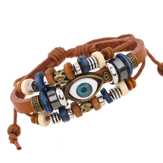 Buddha Stones Tibetan Evil Eye Leather Adjustable Protection Bracelet - image 16