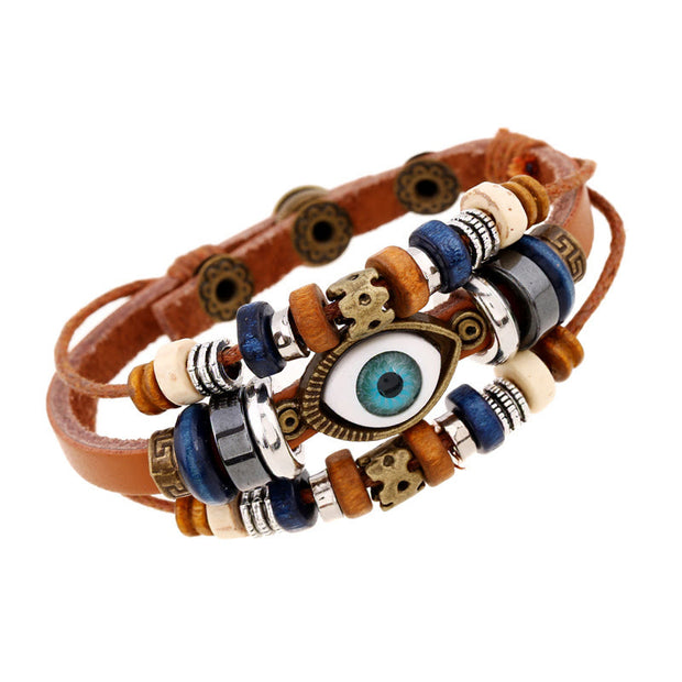 Buddha Stones Tibetan Evil Eye Leather Adjustable Protection Bracelet - image 46