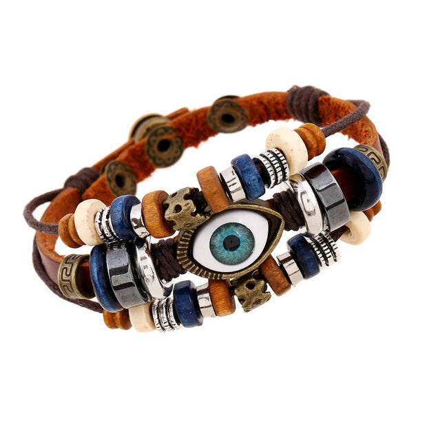 Buddha Stones Tibetan Evil Eye Leather Adjustable Protection Bracelet - image 38