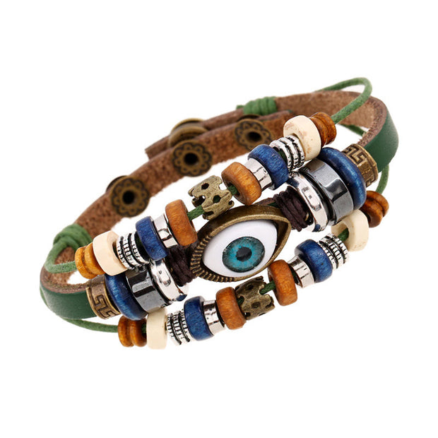 Buddha Stones Tibetan Evil Eye Leather Adjustable Protection Bracelet - image 50