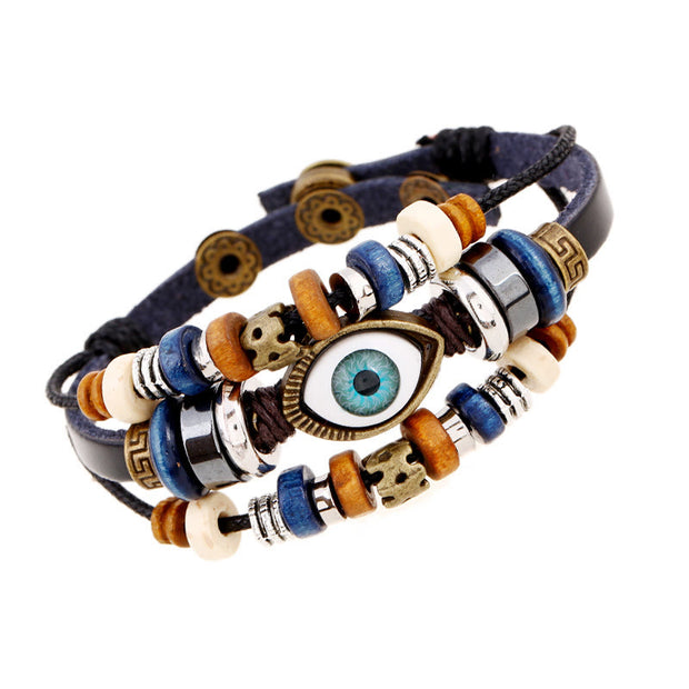 Buddha Stones Tibetan Evil Eye Leather Adjustable Protection Bracelet - image 33