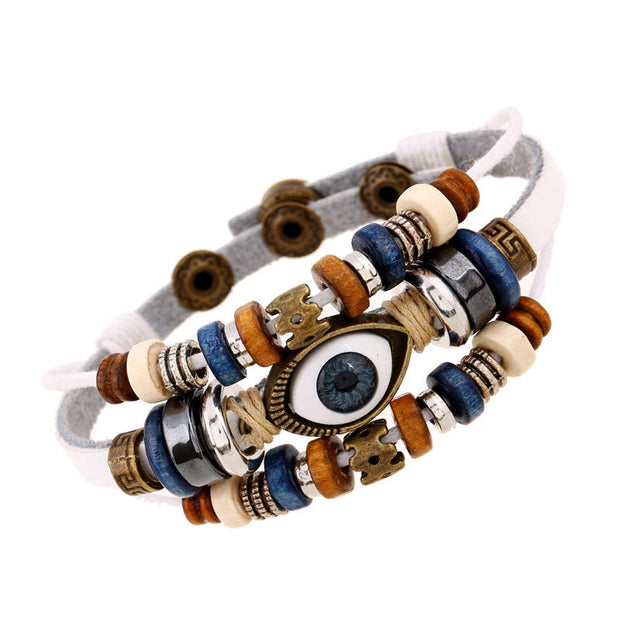 Buddha Stones Tibetan Evil Eye Leather Adjustable Protection Bracelet - image 58