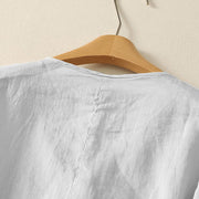 Buddha Stones Casual Zen Plain Slanted V-Neck Chinese Frog-Button Design Women's Cotton Shirt