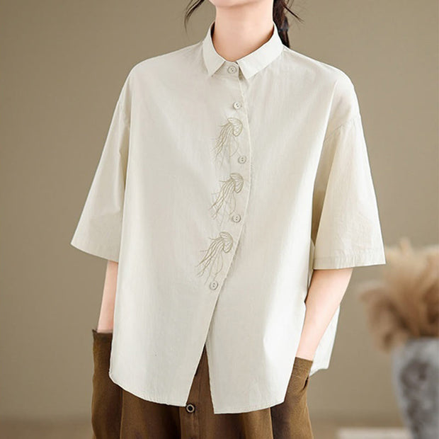jellyfish dress shirt Jellyfish Print Asymmetric Chinese-Style Shirt M