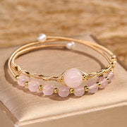 FREE Today: Healing and Compassion Natural Rose Quartz Metal Cuff Bracelet Bangle - Rose Quartz(Wrist Circumference 14-16 cm) - image 0